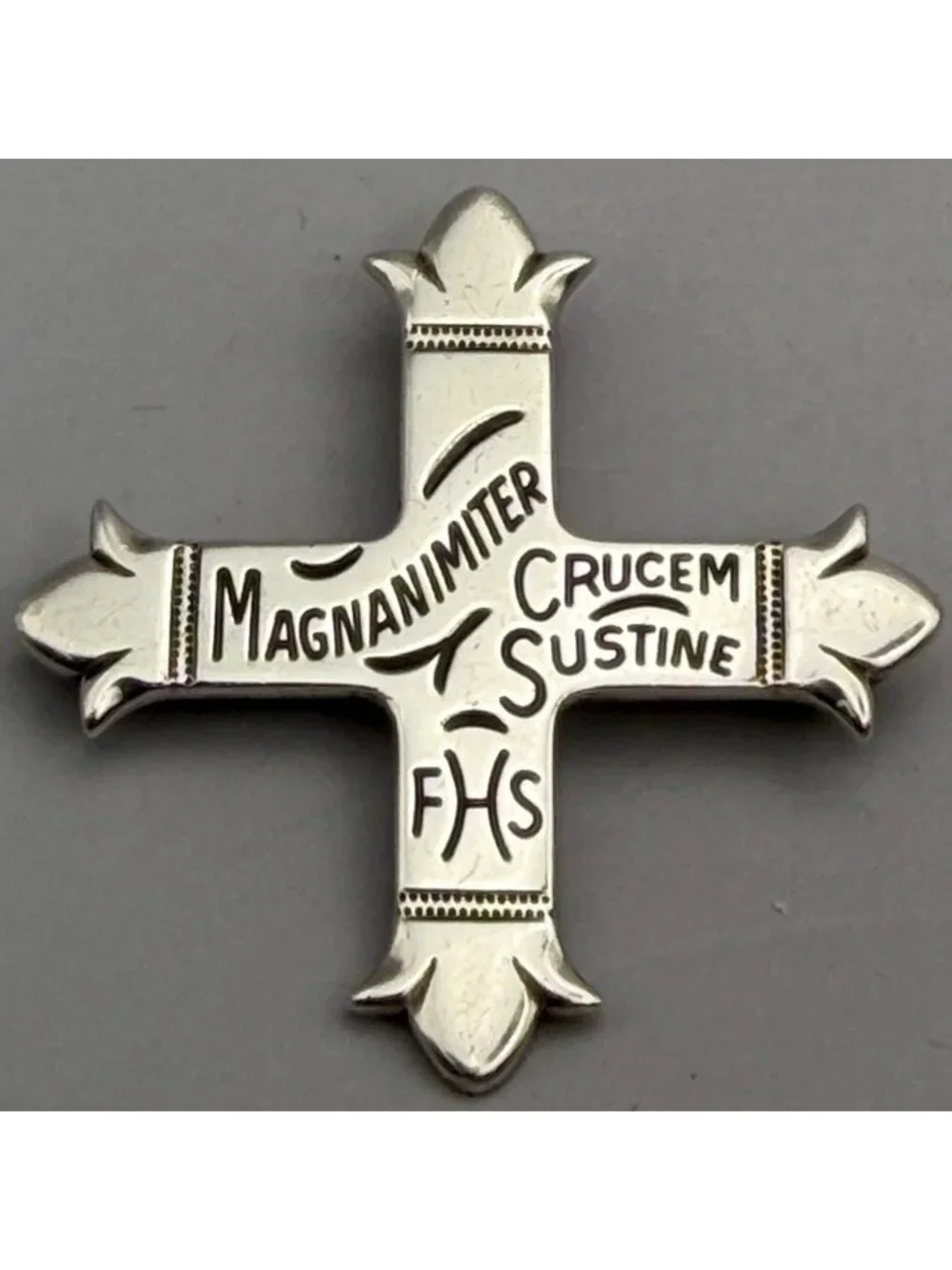 James Avery Cross Brooch Pendant Convertible Sterling Silver Latin Motto Etched